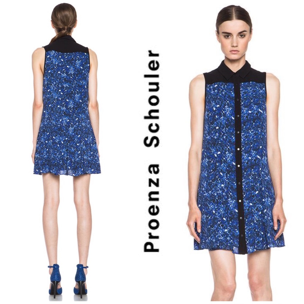 NEW Proenza Schouler Silk Microprint Shirt Dress - Picture 2 of 16